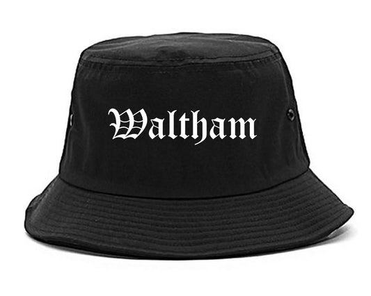 Waltham Massachusetts MA Old English Mens Bucket Hat Black