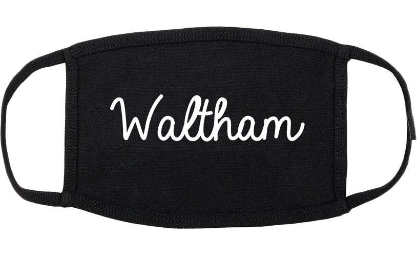 Waltham Massachusetts MA Script Cotton Face Mask Black