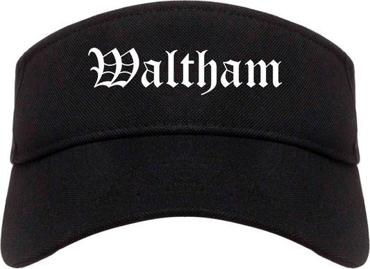 Waltham Massachusetts MA Old English Mens Visor Cap Hat Black