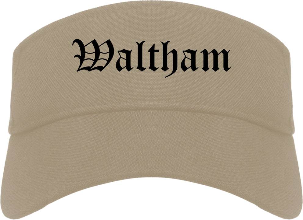 Waltham Massachusetts MA Old English Mens Visor Cap Hat Khaki