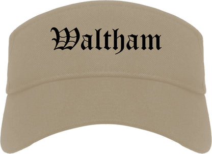 Waltham Massachusetts MA Old English Mens Visor Cap Hat Khaki