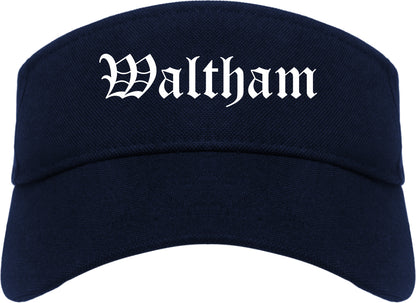 Waltham Massachusetts MA Old English Mens Visor Cap Hat Navy Blue