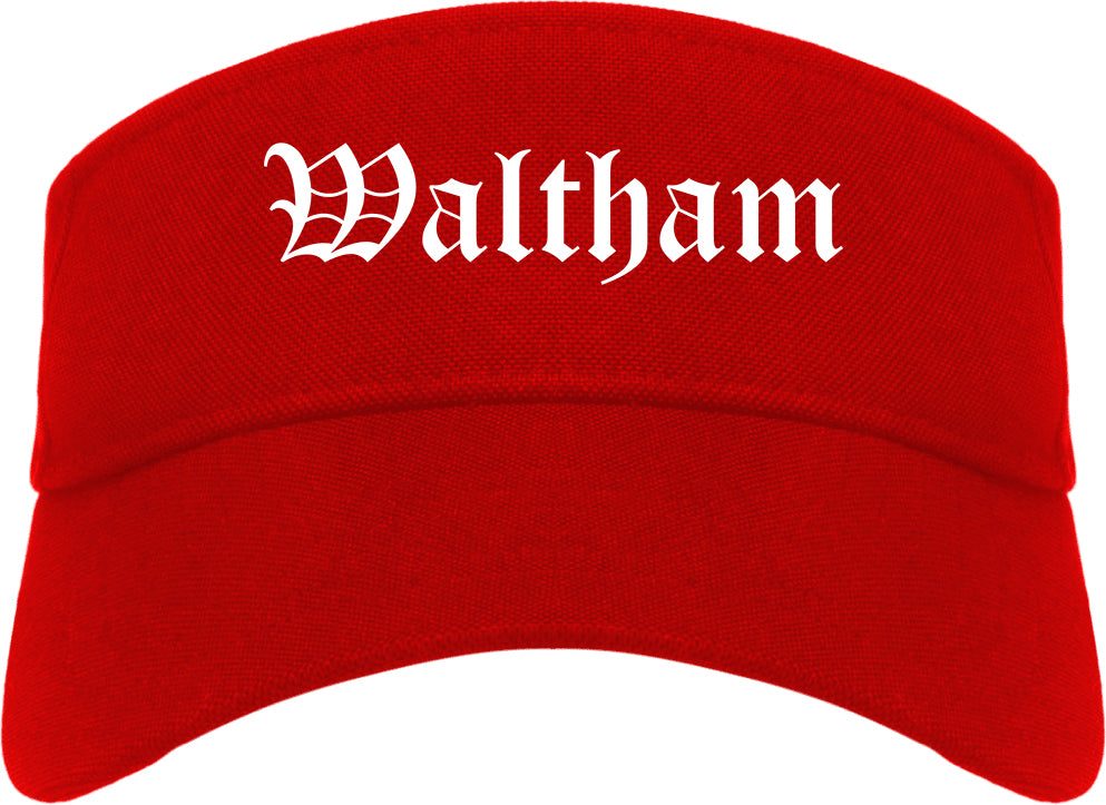 Waltham Massachusetts MA Old English Mens Visor Cap Hat Red