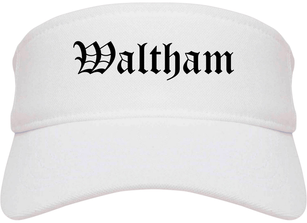 Waltham Massachusetts MA Old English Mens Visor Cap Hat White