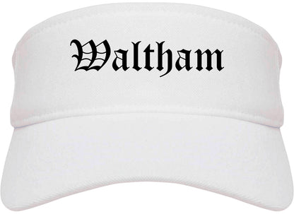 Waltham Massachusetts MA Old English Mens Visor Cap Hat White