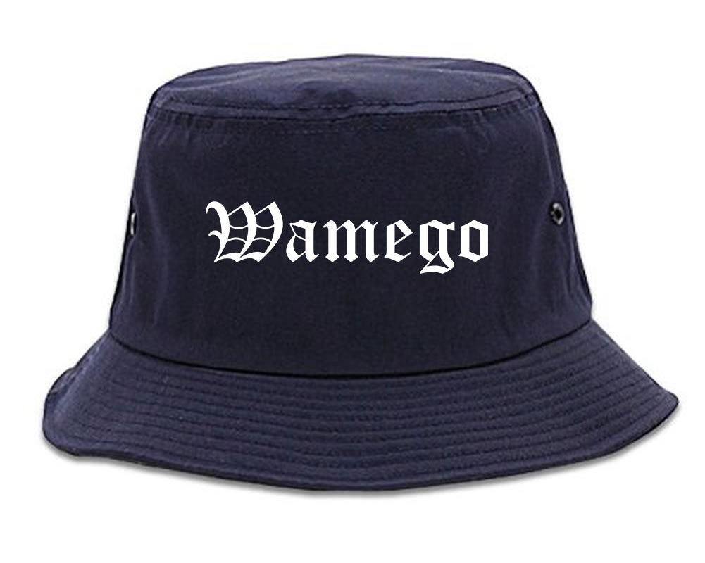 Wamego Kansas KS Old English Mens Bucket Hat Navy Blue