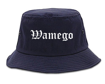 Wamego Kansas KS Old English Mens Bucket Hat Navy Blue