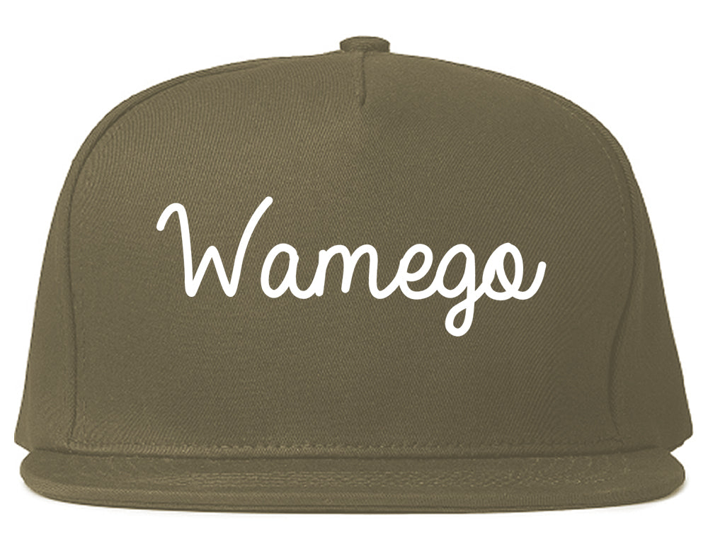 Wamego Kansas KS Script Mens Snapback Hat Grey