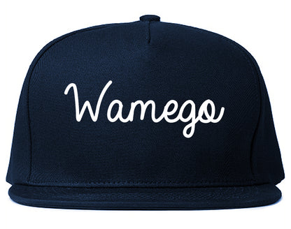 Wamego Kansas KS Script Mens Snapback Hat Navy Blue