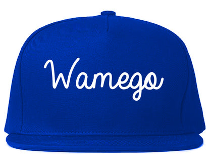 Wamego Kansas KS Script Mens Snapback Hat Royal Blue