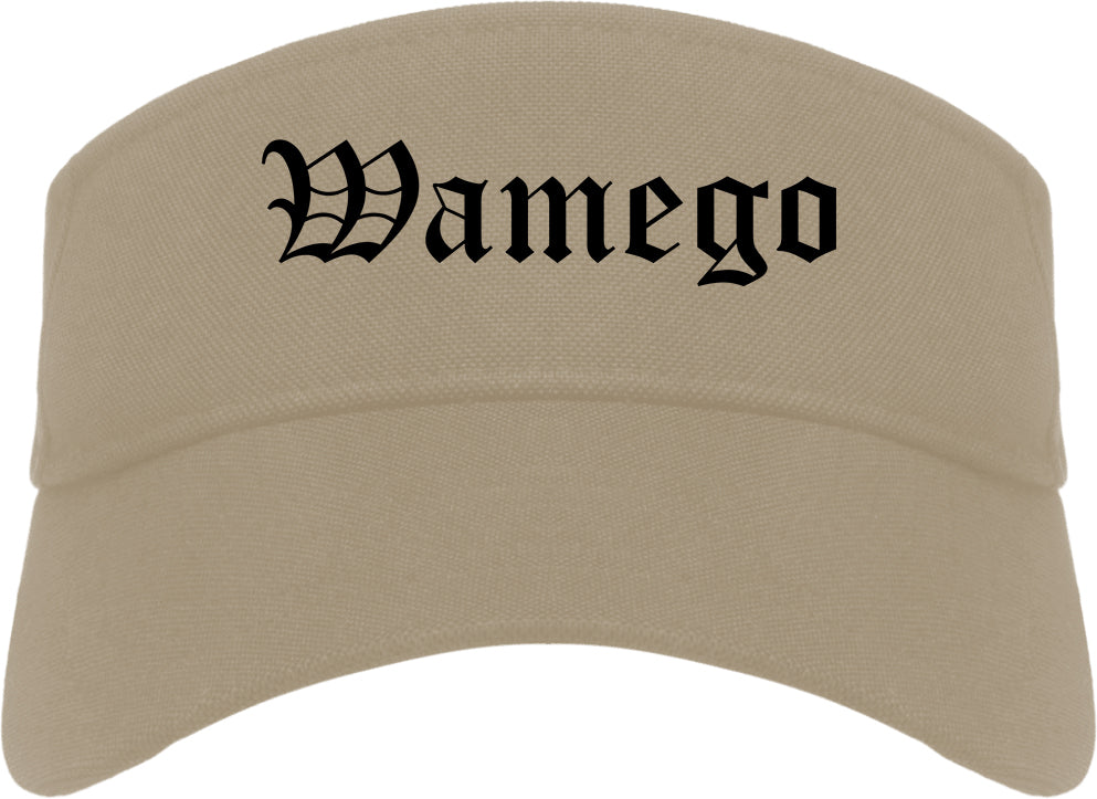 Wamego Kansas KS Old English Mens Visor Cap Hat Khaki