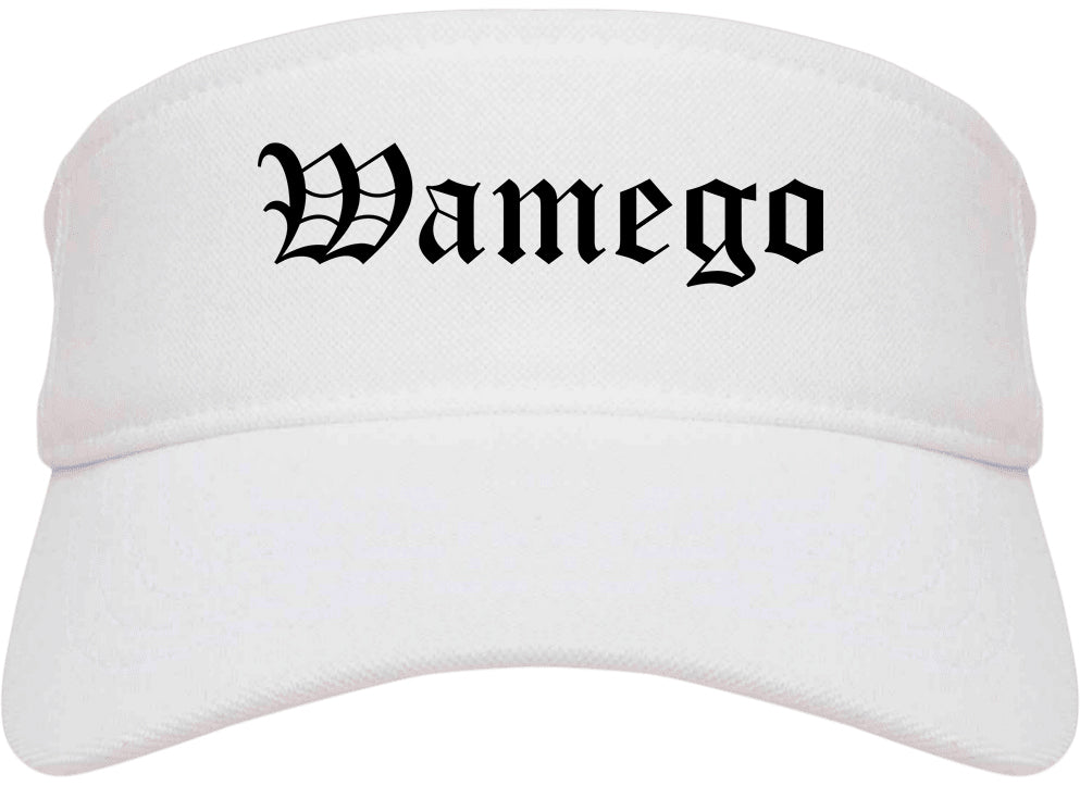 Wamego Kansas KS Old English Mens Visor Cap Hat White