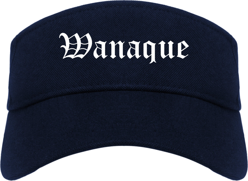 Wanaque New Jersey NJ Old English Mens Visor Cap Hat Navy Blue