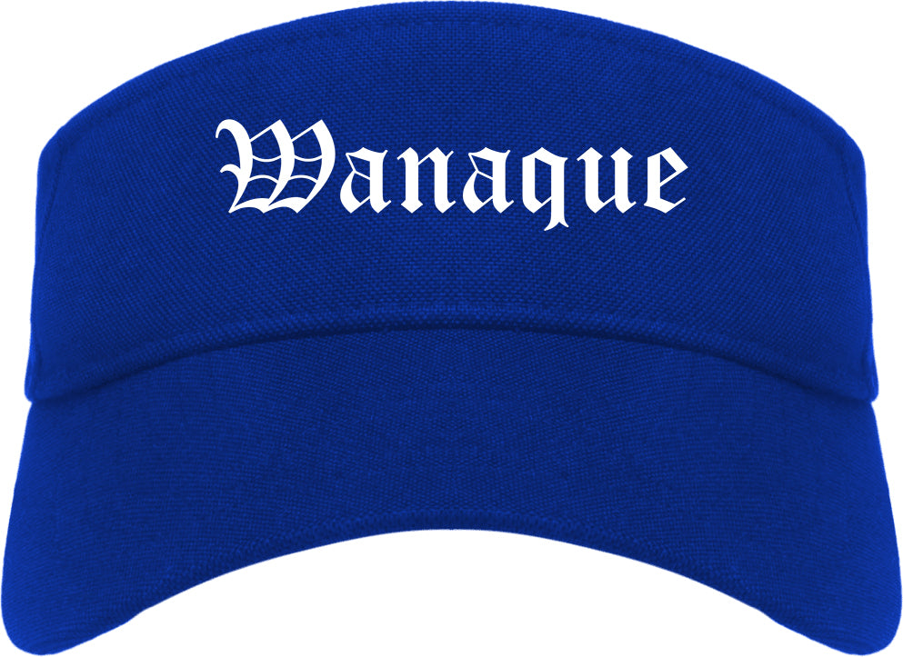 Wanaque New Jersey NJ Old English Mens Visor Cap Hat Royal Blue