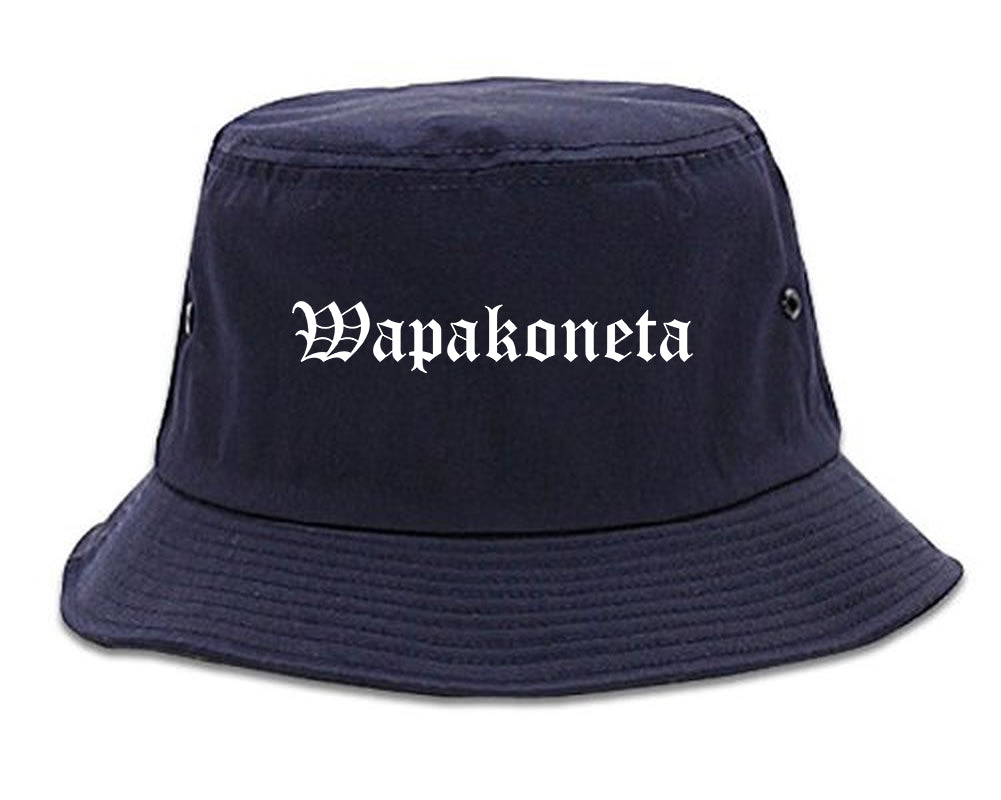 Wapakoneta Ohio OH Old English Mens Bucket Hat Navy Blue