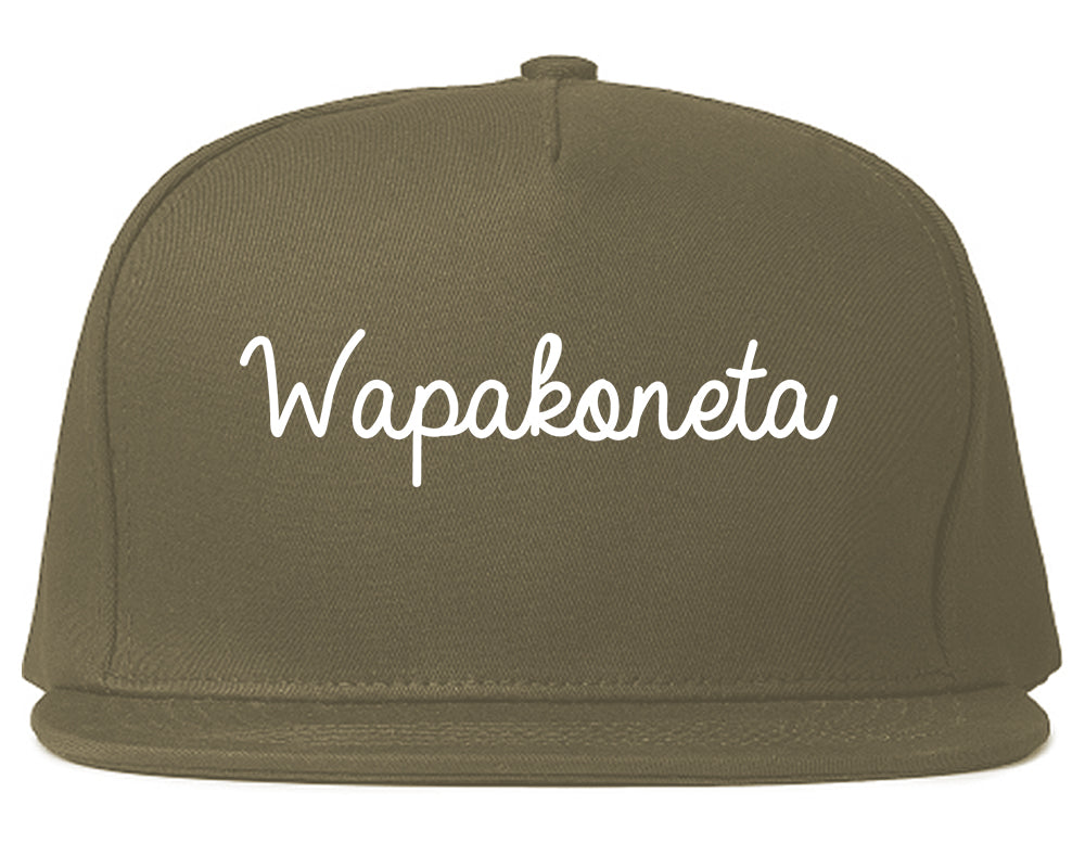 Wapakoneta Ohio OH Script Mens Snapback Hat Grey