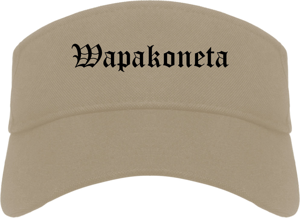 Wapakoneta Ohio OH Old English Mens Visor Cap Hat Khaki