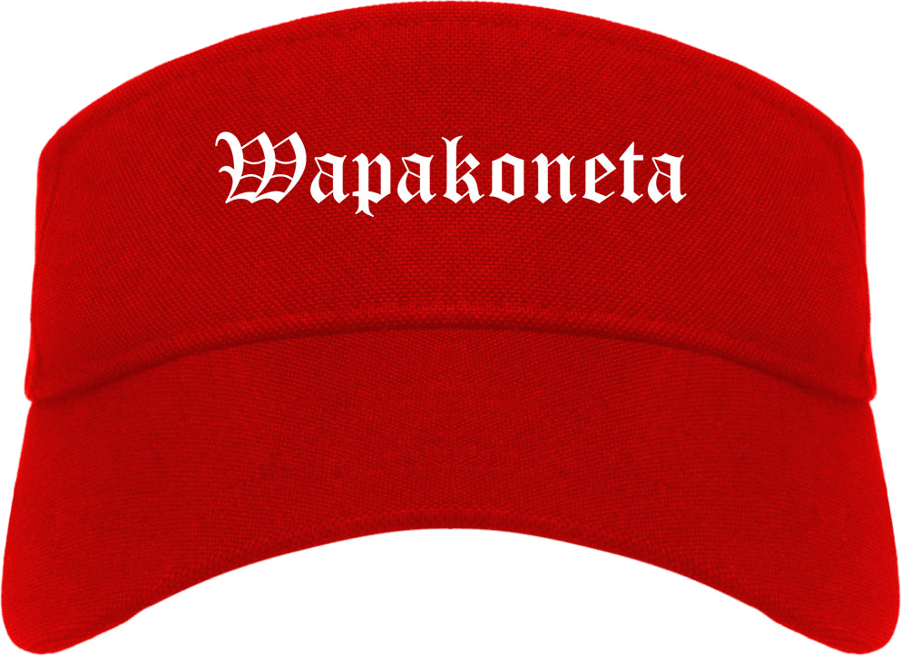 Wapakoneta Ohio OH Old English Mens Visor Cap Hat Red