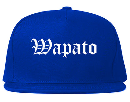 Wapato Washington WA Old English Mens Snapback Hat Royal Blue