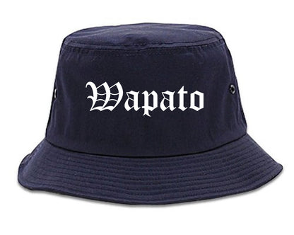 Wapato Washington WA Old English Mens Bucket Hat Navy Blue