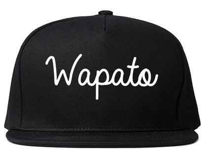 Wapato Washington WA Script Mens Snapback Hat Black