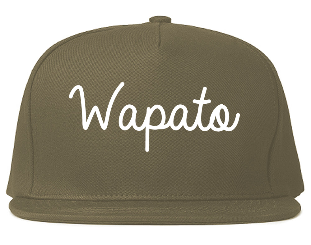 Wapato Washington WA Script Mens Snapback Hat Grey