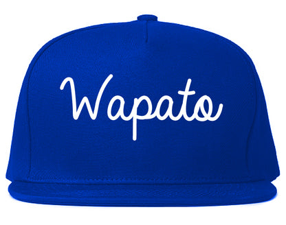 Wapato Washington WA Script Mens Snapback Hat Royal Blue
