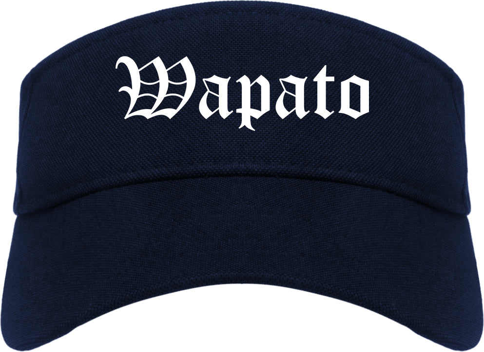 Wapato Washington WA Old English Mens Visor Cap Hat Navy Blue