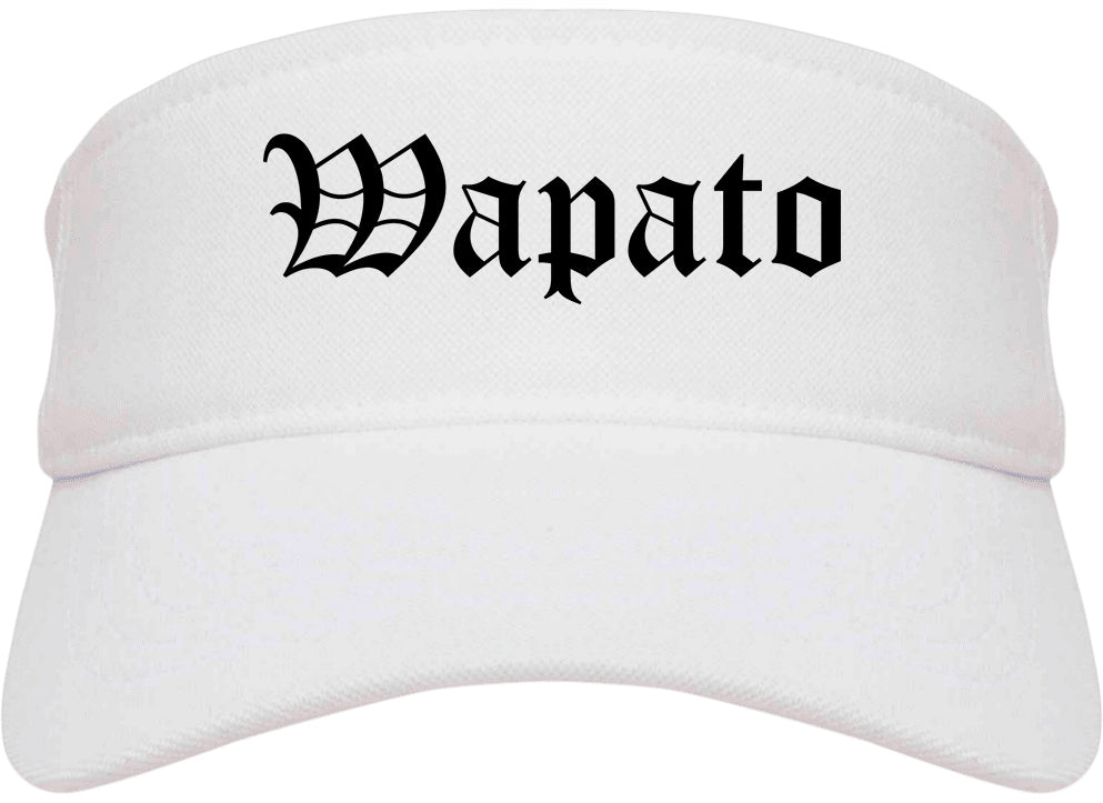 Wapato Washington WA Old English Mens Visor Cap Hat White