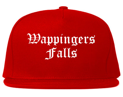 Wappingers Falls New York NY Old English Mens Snapback Hat Red