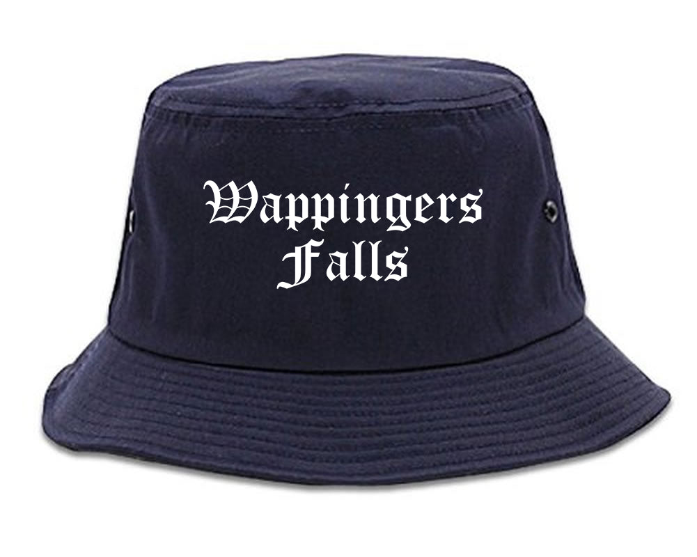 Wappingers Falls New York NY Old English Mens Bucket Hat Navy Blue