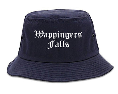 Wappingers Falls New York NY Old English Mens Bucket Hat Navy Blue