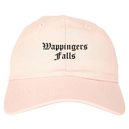 Wappingers Falls New York NY Old English Mens Dad Hat Baseball Cap Pink
