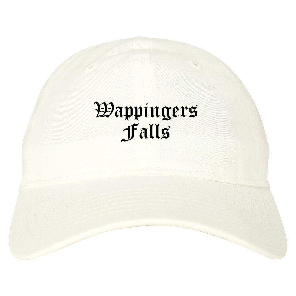 Wappingers Falls New York NY Old English Mens Dad Hat Baseball Cap White