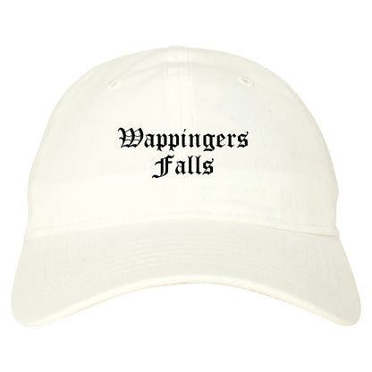 Wappingers Falls New York NY Old English Mens Dad Hat Baseball Cap White