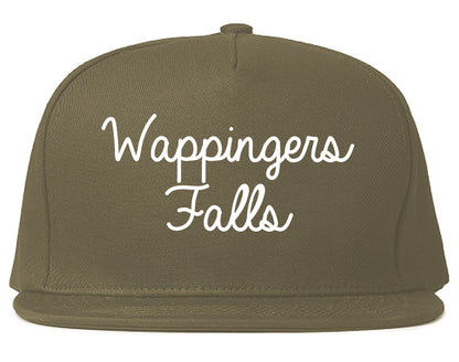 Wappingers Falls New York NY Script Mens Snapback Hat Grey