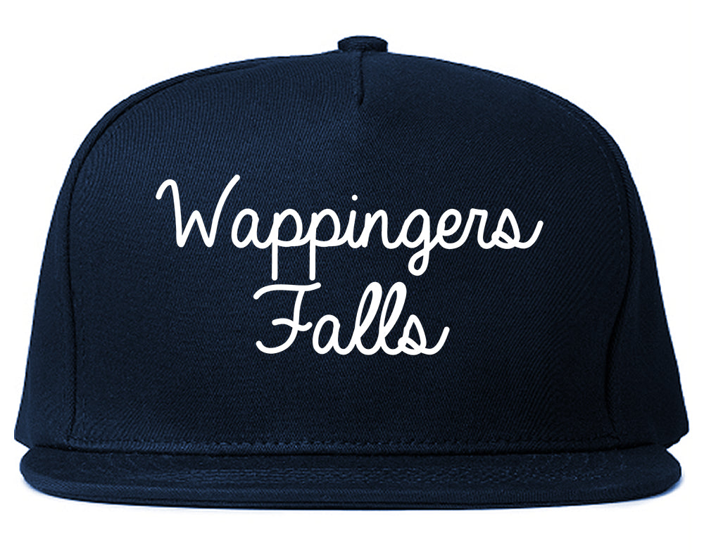 Wappingers Falls New York NY Script Mens Snapback Hat Navy Blue