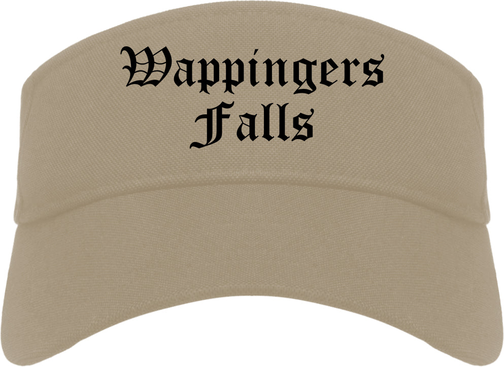 Wappingers Falls New York NY Old English Mens Visor Cap Hat Khaki