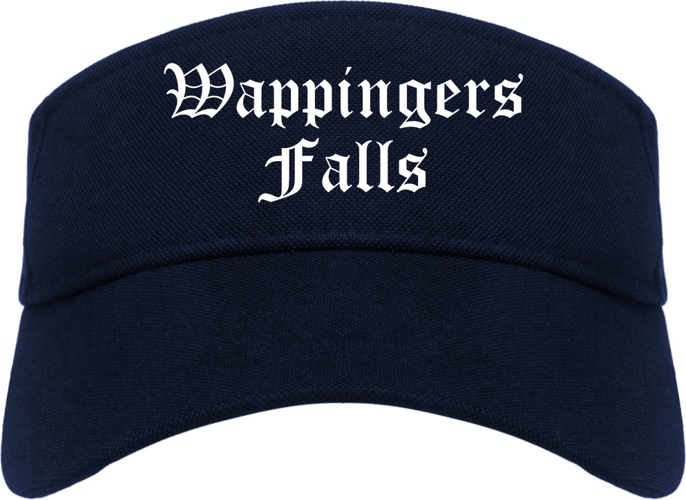 Wappingers Falls New York NY Old English Mens Visor Cap Hat Navy Blue