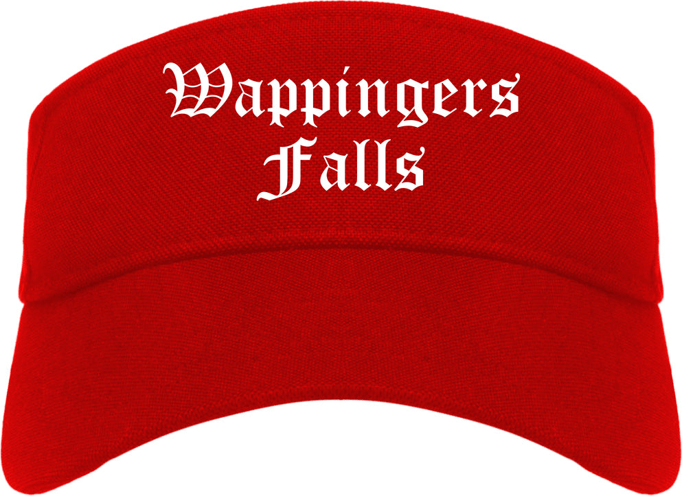 Wappingers Falls New York NY Old English Mens Visor Cap Hat Red