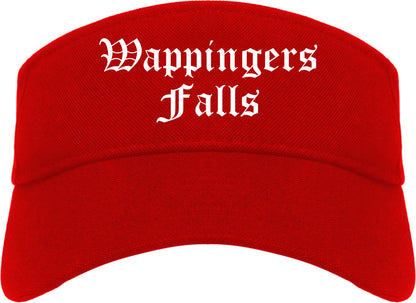 Wappingers Falls New York NY Old English Mens Visor Cap Hat Red