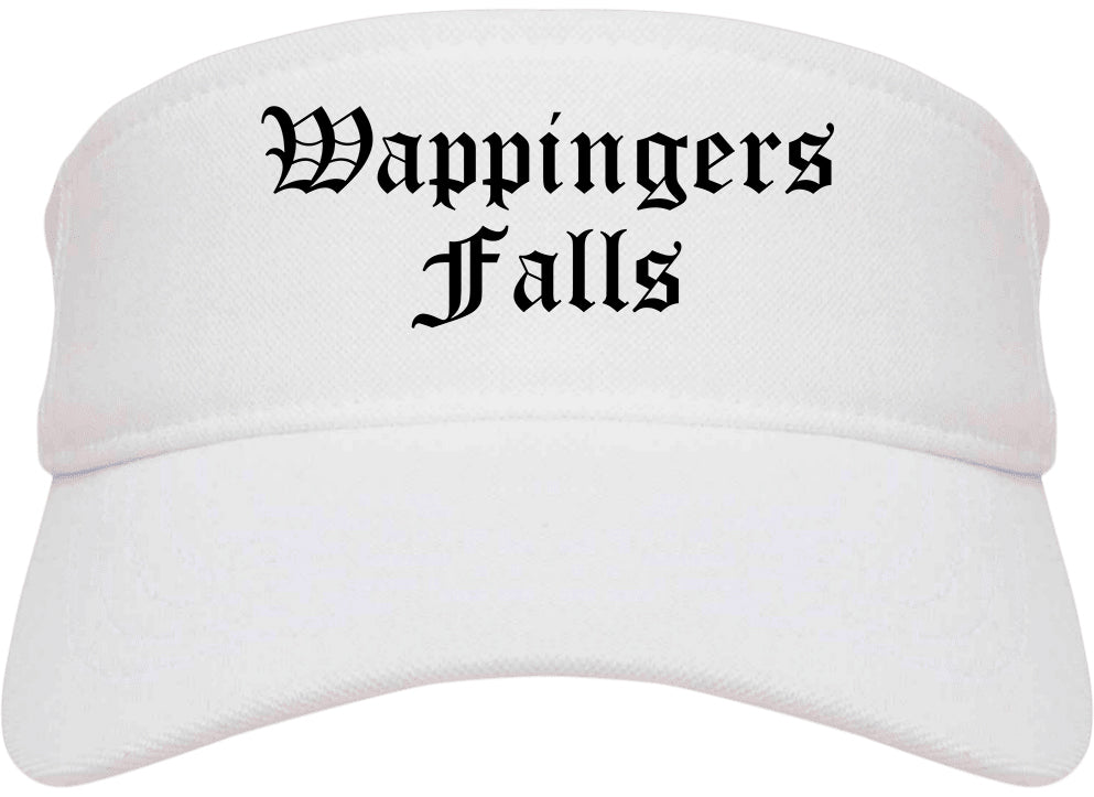Wappingers Falls New York NY Old English Mens Visor Cap Hat White