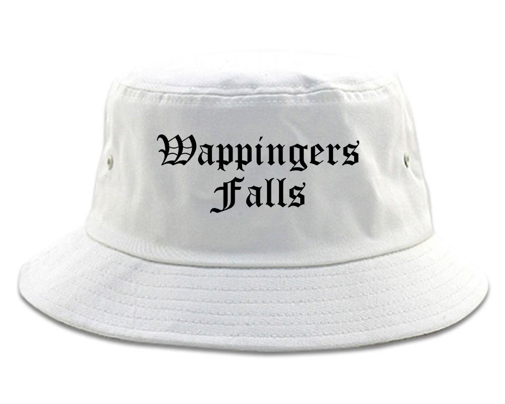 Wappingers Falls New York NY Old English Mens Bucket Hat White