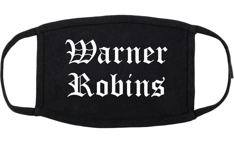 Warner Robins Georgia GA Old English Cotton Face Mask Black