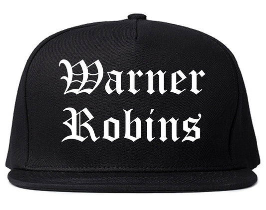 Warner Robins Georgia GA Old English Mens Snapback Hat Black