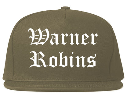 Warner Robins Georgia GA Old English Mens Snapback Hat Grey