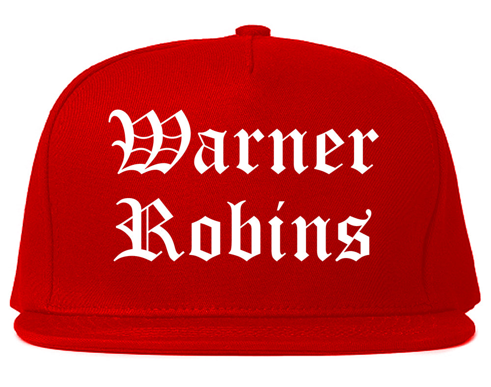 Warner Robins Georgia GA Old English Mens Snapback Hat Red