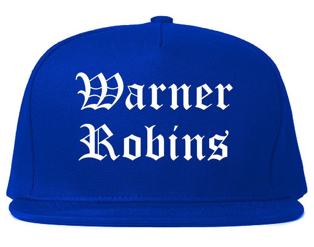 Warner Robins Georgia GA Old English Mens Snapback Hat Royal Blue