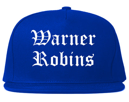 Warner Robins Georgia GA Old English Mens Snapback Hat Royal Blue