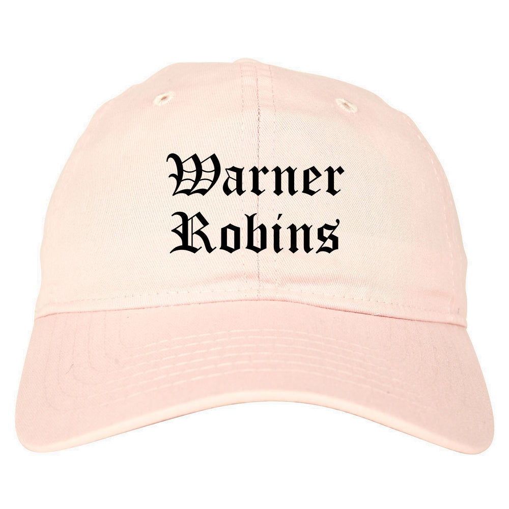 Warner Robins Georgia GA Old English Mens Dad Hat Baseball Cap Pink